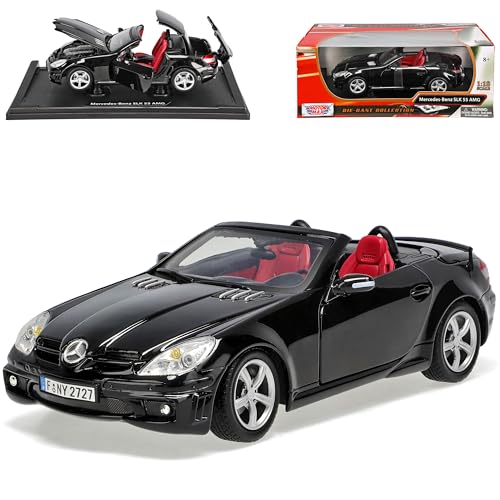 Motormax Mercedes-B SLK R171 2004-2011 55 AMG Schwarz Öffnendes Dach Coupe Cabrio 1/18 Modell Auto mit individiuellem Wunschkennzeichen von Motormax