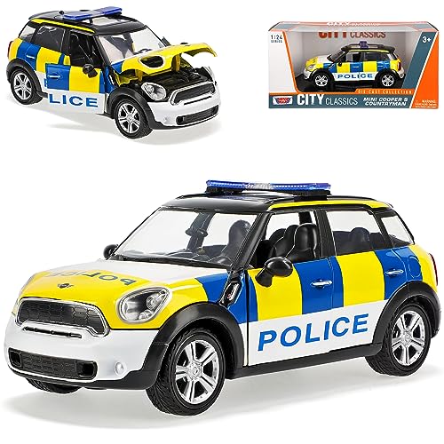 Motormax Mini Cooper Countryman S All4 Police Polizei 1/24 Modell Auto mit individiuellem Wunschkennzeichen von Motormax