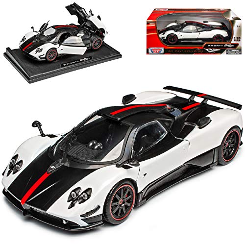 Motormax Pagani Zonda 5 Cinque Coupe Weiss Karbon 1/18 Modell Auto mit individiuellem Wunschkennzeichen von Motormax