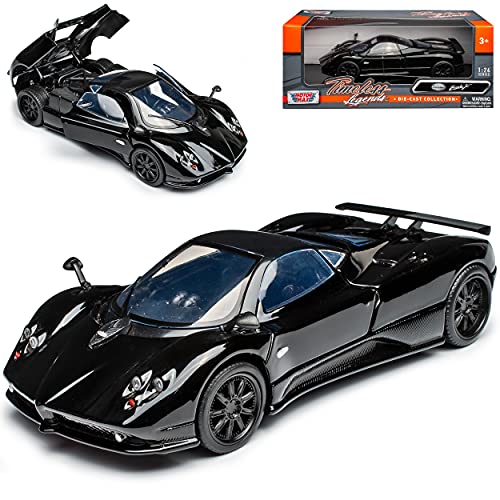 Motormax Pagani Zonda C12 F Schwarz Coupe 1999-2017 1/24 Modell Auto mit individiuellem Wunschkennzeichen von Motormax