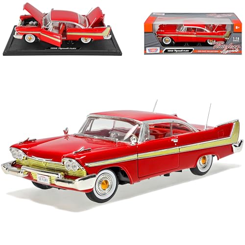 Motormax Plymouth Fury 1958 Coupe Rot Oldtimer 1/18 Modell Auto mit individiuellem Wunschkennzeichen von Motormax