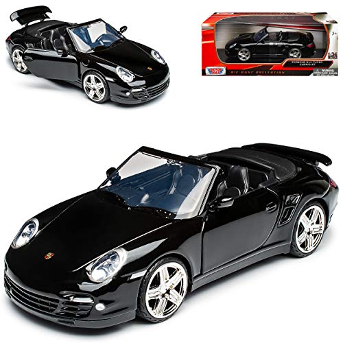 Motormax Porsche 911 997 Turbo Cabrio Schwarz 2004-2011 1/24 Modell Auto von Motormax