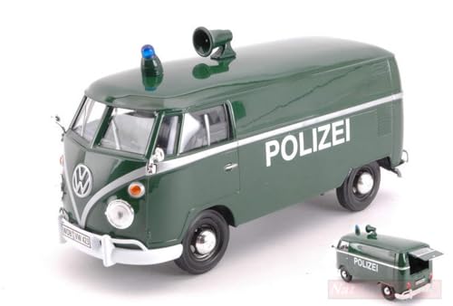 Motormax Scale Modell KOMPATIBEL MIT VW Type 2 (T1) 1965 DELIVERY Van Polizei Green 1:24 MTM79574 von Motor Max