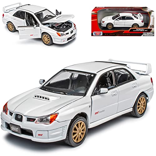 Motormax Subaru Impreza WRX Sti Weiss Limousine 2007 1/24 Motor Max Modellauto Modell Auto von Motormax