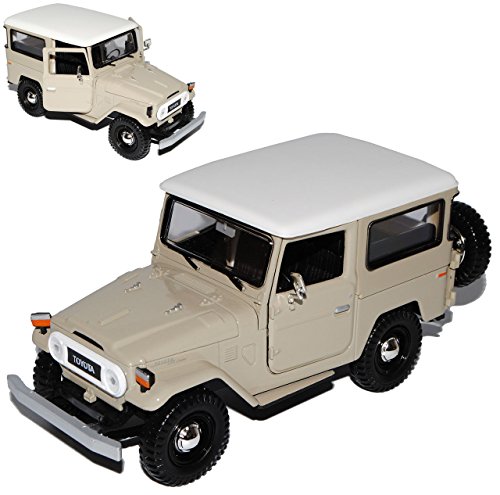 Motormax T*o*y*o*t*a Land Cruiser FJ40 Beige mit Weiss 3 Türer 1960-1984 1/24 Modell Auto von Motormax