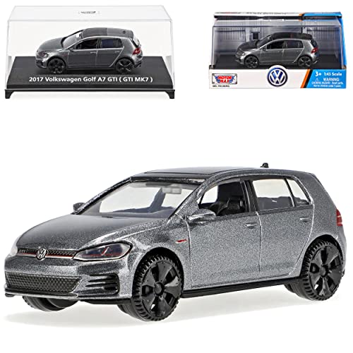 Motormax Volkwagen Golf 7 VII G*T*I 5 Türer Grau 2012-2021 mit Sockel und Vitrine 1/43 Modell Auto von Motormax