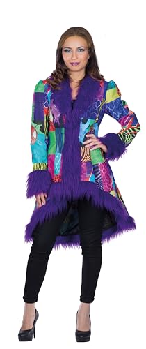 PartyXPeople Kostüm Patchwork Mantel Damen | Fasching Karneval Jacke | Patchwork Plüsch lila-bunt 118230-38 von PartyXPeople