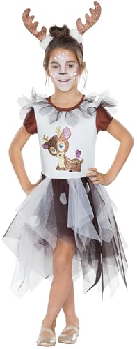 PartyXPeople Kostüm Kleid Kleines Rehkitz |Kinder Verkleidung Karneval Fasching |inkl. Haarreif | braun-weiß 116268-140 von PartyXPeople