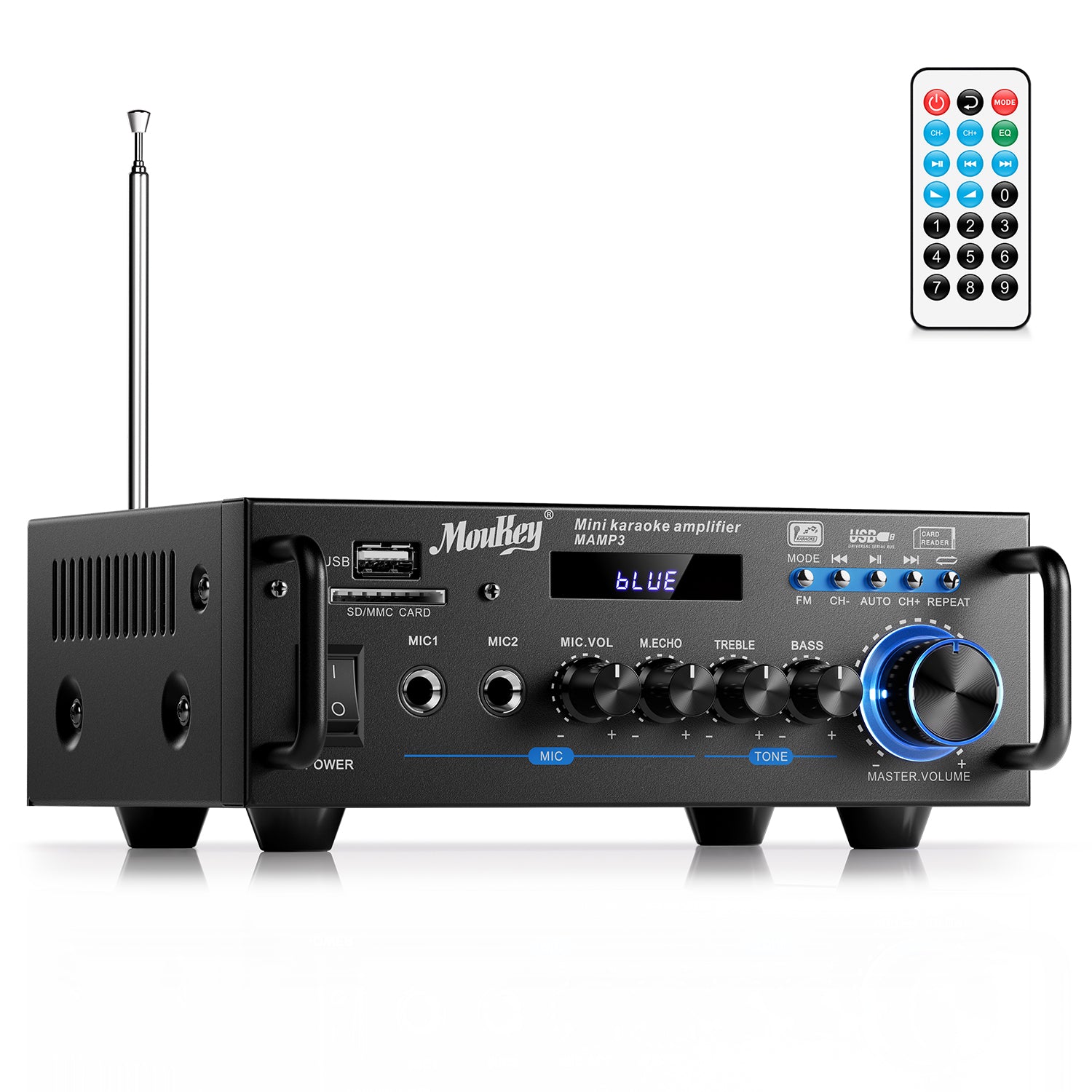 Moukey MAMP3 2.0 Kanal Stereo Bluetooth Karaoke Verstärker 100W Stereo Audio Verstärker Empfänger von Moukey