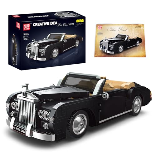 Mould King 10006 Technik für Retro Auto Silver Cloud MOC Bausteine und Konstruktionsspielzeug, Erwachsenen-Sammelmodellautosatz zum Bauen, Sportwagenmodell im Maßstab 1:14 (1096 Teile) von Mould King