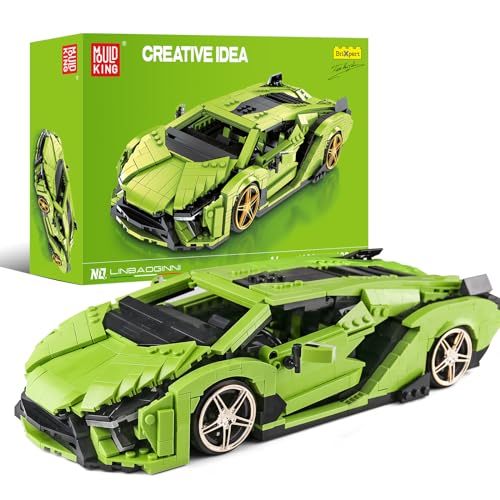 Mould King 10011 Technik Supersportwagen Bausteine, 1133 Teiles Supercar im Maßstab 1:14 Rennwagen Modellbausatz für Erwachsene und Jugendliche (Statische Version) von Mould King