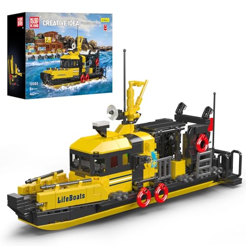 Mould King 10080 MOC Technik Multifunktions-Rettungsboot Modell, Die Kreativserie Bausatz,Technologie Klemmbausteine Bausatz Geschenkidee für Jungen und Mädchen ab 8 Jahren (462+ pcs) von Mould King