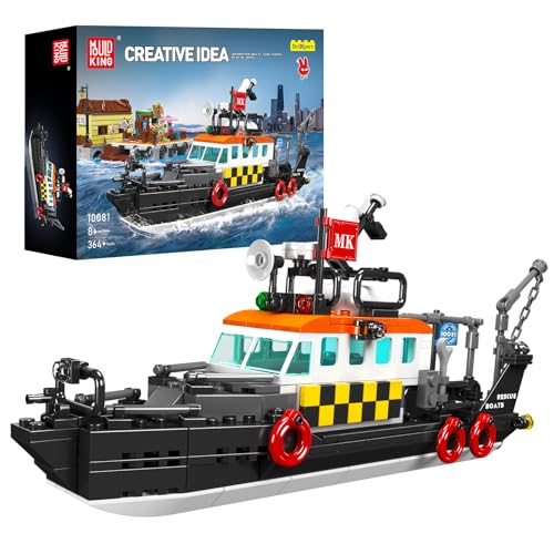 Mould King 10081 MOC Technik Multifunktions-Rettungsboot aus Großbritannien Modell, Die Kreativserie Bausatz,Technologie Klemmbausteine Bausatz für Jungen und Mädchen ab 8 Jahren (364+ pcs) von Mould King