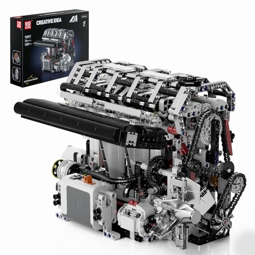 Mould King 10087 Technik L4 Motor Bausatz Bausteine Engine Motor Modell Klemmbausteine Simulation Motor mit Funktionsfähiges Engine kit für Erwachsene(1787 Teile) von Mould King