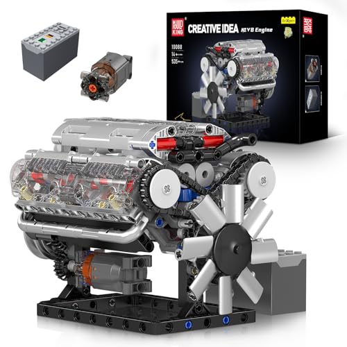 Mould King 10088 Technik V-8-Motor Bausteine Modell, 535 Teile Engine Modellbausatz Bausteinset als Spielzeug/Geschenk/Sammlerstücke von Mould King