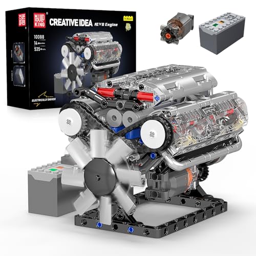 Mould King 10088 Technik V8 Motor Bausteine Spielzeug, 535 Stück APP Engine Klemmbausteine Bausatz Geschenk für Jungen Mädchen von Mould King