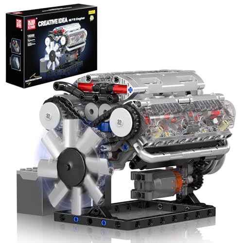 Mould King 10088 Technik V8 Motor Bausatz Bausteine Spielzeug APP Motorenkit Engine Kit Klemmbausteine Geschenke Für Ab 14 Jahre Erwachsene(535 Teile) von Mould King