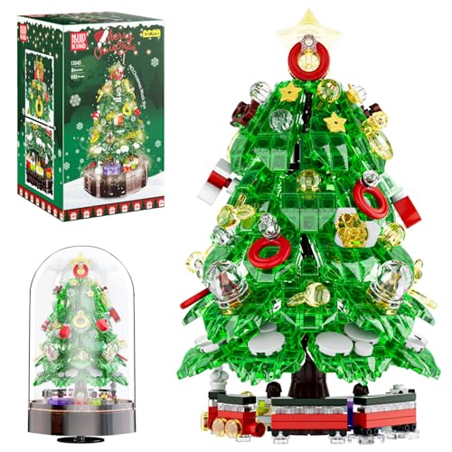 Mould King 10090 Weihnachtsbaum Bausteine Drehbare Weihnachten spieluhr Klemmbausteine mit LED Licht Weihnachten Geschenke Spielzeug für Erwachsene und Kinder (688 Teile) von Mould King