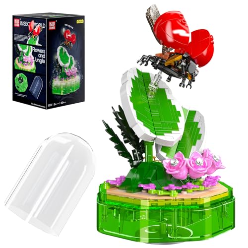 Mould King 10105 Insect Klemmbausteine Musik Bauspielzeug Insekt Marienkäfer Blumen Bausteine Spielzeug Rotierende Spieluhr Set mit LED für Erwachsene und Jugendliche（455 Teile） von Mould King