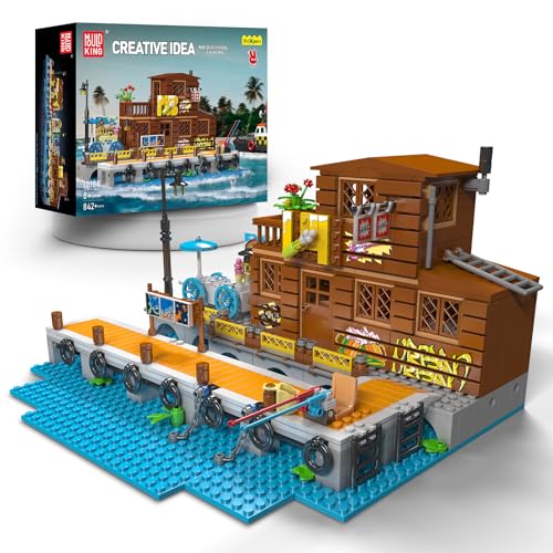 Mould King 10108 Dockside Tavern Bausteine Haus, Street View Building Blocks MOC Pub Modellsets, Haus Bauset Klemmbausteine Kinder Lernspielzeug Geburtstagsgeschenke von Mould King