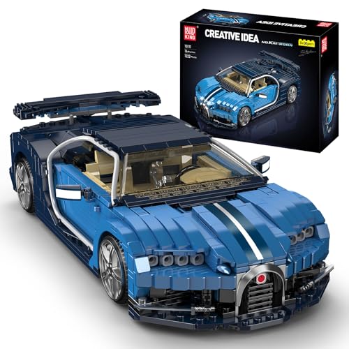 Mould King 10111 Technik Sportwagen Bausteine, 1222pcs Blau Auto Modell Bausteine für Erwachsene, Klassiker Rennwagen Modell (Statische Version) von Mould King