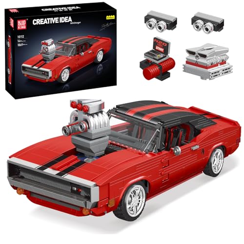 Mould King 10112 Technik Sportwagen Modell Bausatz, Kreativität Technologie Amerikanischer LKW Klemmbausteine Set, Geschenkmodell Spielzeug für Kinder/Erwachsene/Fahrzeugbegeisterte (1869 Teile) von Mould King