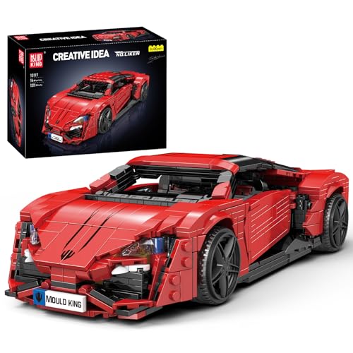 Mould King 10117 MOC Technik Sportcar Klemmbausteine Bausatz Kit, MOC Rennauto Modell Klemmblöcke Set, Auto Bausatz Spielzeug für Kinder 14+ und Erwachsene Sammler Enthusiasten (1311+PCS) von Mould King