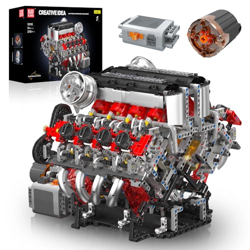 Mould King 10130 Technik F488 Supersportwagen V8 Motor Bausteine, 2718 Teile Engine Technologie Achtzylinder-Motor Klemmbausteine Bausatz Modell, Spielzeug Geschenk Sammlerstücke für Jungen Mädchen von Mould King