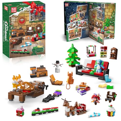 Mould King Adventskalender 2025 Weihnachtsbaum Bausteine Set - 694 Teile 24 Tage Countdown Kalender Weihnachten Spielzeug, Weihnachts Bausatz Adventskalender Geschenke für Kinder Jungen Mädchen von Mould King