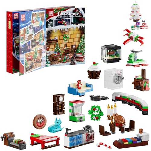 Mould King 10165 Adventskalender 2024 Kinder für Bausteine Weihnachten Bauspielzeug mit 24er Pack Weihnachten Bauset Weihnachten Geschenke für Jungen, Mädchen(725 Teile) von Mould King