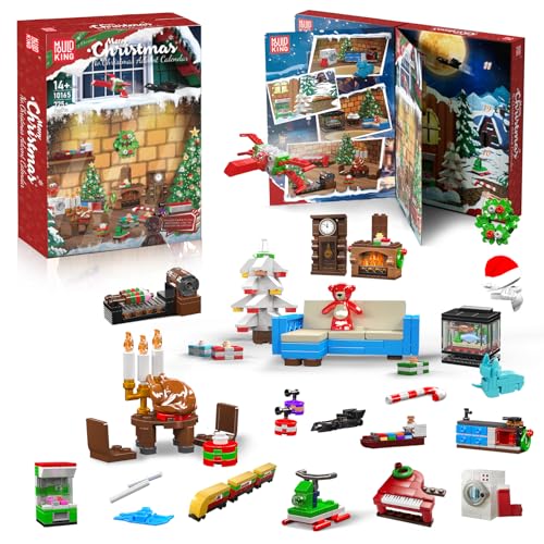 Mould King Adventskalender 2024 Weihnachtsbaum Bausteine Set - 725 Teile 24 Tage Countdown Kalender Weihnachten Spielzeug, Weihnachts Bausatz Adventskalender Geschenke für Kinder Jungen Mädchen (Rosa) von Mould King