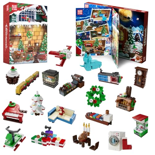 Mould King 10165 MOC Weihnachts-Adventskalender Bausteine, 725 Teile Weihnachtskalender Klemmbausteine Bausätze Spielzeug Weihnachten 8+ Jahre von Mould King