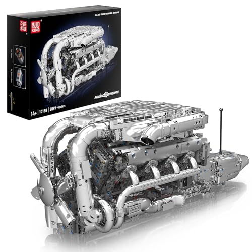 Mould King 10168 Technik V8 Motor Bausatz Bausteine Auto Engines Motorbausatz Klemmbausteine Simulation Motor mit Funktionsfähiges Engine Kit für Erwachsene(2899 Teile) von Mould King