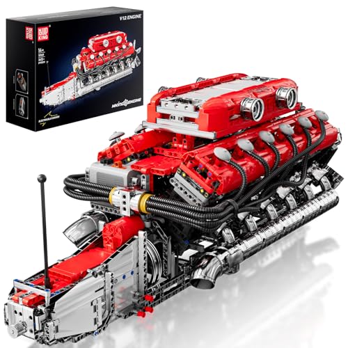 Mould King 10169 Technik V12 Motor Bausatz Bausteine LB Auto Motorbausatz Klemmbausteine Simulation Motor mit Funktionsfähiges Auto Engine Kit für Erwachsene(3472 Teile) von Mould King