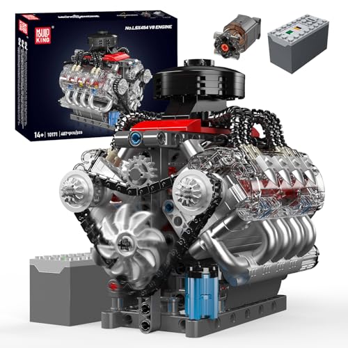 Mould King 10171 Technik V-8-Motor Bausteine Modell, 487 Teile Klemmbausteine Engine Spielzeug Set als Geschenk/Sammlerstücke von Mould King