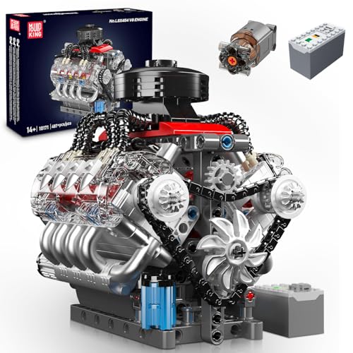 Mould King 10171 Technik V8 Motor Bausteine Spielzeug, APP V8 Motor Bausatz Auto Klemmbausteine Technik Modell Enthält Motor und Batteriekasten als Spielzeug/Geschenk/Sammlerstücke (487 Teile) von Mould King