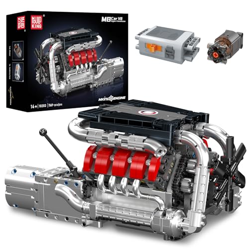 Mould King 10203 Technik MB V8 Motor Bausteine Spielzeug, 1169 Stück APP Engine Elektromotorantrieb Klemmbausteine Bausatz Spielzeug Geschenk für Erwachsene und Jungen 8+ von Mould King