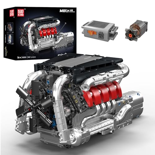 Mould King 10203 Technik V-8-Motor Bausteine Modell, 1169 Teile Klemmbausteine Car Engine Spielzeug Set als Geschenk und Sammlerstücke (ab 14 Jahren Jungen/Mädchen) von Mould King