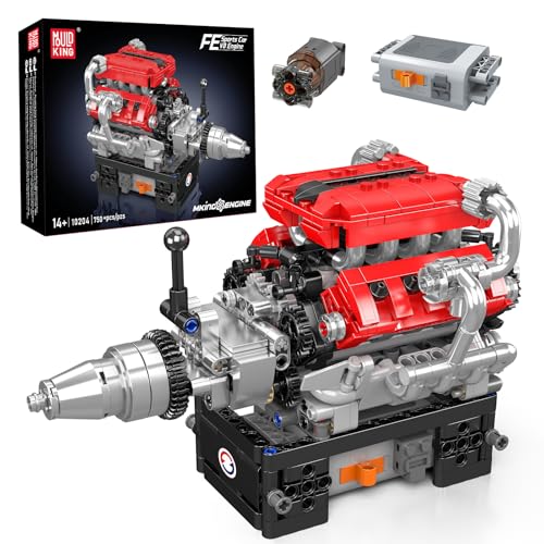 Mould King 10204 Technik FE V8 Motor ModellBausatz, 750 Teile Achtzylinder-Motor Engine Kit für Erwachsene Enthält V8-Motor Sammlerstück Technisches Klemmbausteine Bausatz von Mould King