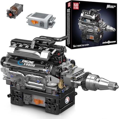 Mould King V12 Engine Building Blocks Set, 10205 Engine Model That Runs, Mini Engine Build Kit for Adults with Battery Box and Motor, Engineering Construction STEM Toy for Children Boys Girl(733Pcs) von Mould King