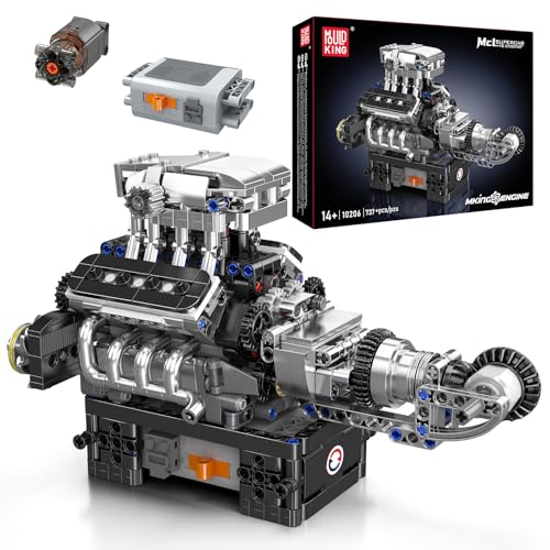 Mould King 10206 MOC Technik MCL Sportwagen（V8） Achtzylinder-Motor Reihenbenzinmotor-Blockbausatz Technologie Klemmbausteine Bausatz Enthält Motor und Batteriekasten Getriebe-Modell （737 Teile+） von Mould King