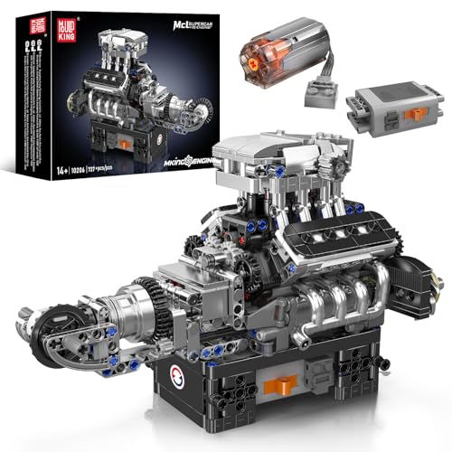 Mould King 10206 Technik Supersportwagen V8 Motor Bausteine Modell, Bauen Sie Ihren Eigenen V8-Automotor, Spielzeug Geschenk Sammlerstücke für Jungen Mädchen/Erwachsene Auto Fans (737+ Teile) von Mould King