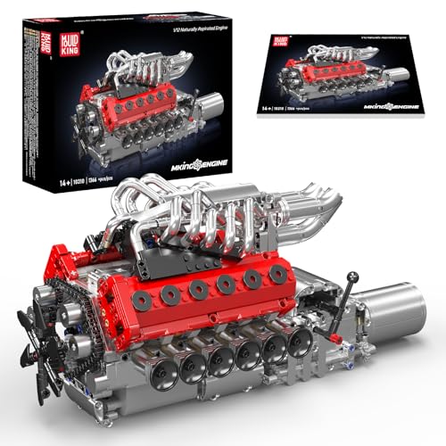 Mould King 10210 Technik V12 Zylinder-Blockbausatz, 1366 Teile Technologie Klemmbausteine Bausatz Enthält Motor und Batteriekasten V12-L-Motor Mould King 10210 Technik V12 Zylinder-Blockbausatz, 1366 Teile Technologie Klemmbausteine Bausatz Enthält Motor und Batteriekasten V12-L-Motor von Mould King