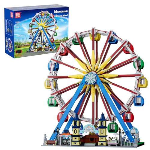 Mould King 11006 Ferngesteuert Riesenrad Bausteine Karneval Ferris Wheel Klemmbausteine mit Beleuchtet und Musik Große Vergnügungspark-Erholungsanlage (3836 Teile) von Mould King