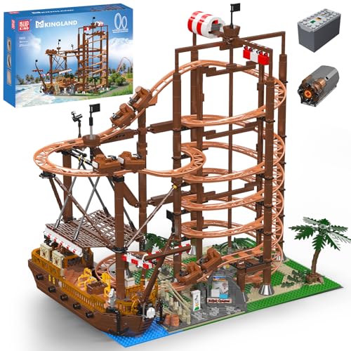 Mould King 11013 Technik Achterbahn Set, 2174 Teile Piratenschiff Doppelschrauben-Achterbahn für Erwachsene, MOC Vergnügungspark Loop Coaster Modellbausteine Klemmbausteine Bausatz von Mould King