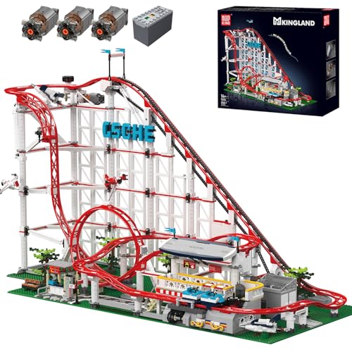 Mould King 11014 Loop Coaster Baustein, Expert Looping-Achterbahn Vergnügungspark Untersetzer mit Motor, Roller Coasters Bauset für Erwachsene (3646 Teile) von Mould King