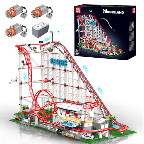 Mould King 11014 Looping-Achterbahn Bausatz, Jahrmarkt-Themenpark-Bausatz mit Achterbahn und Piratenschiff, Modellbausatz für Erwachsene (3646 Teile) von Mould King