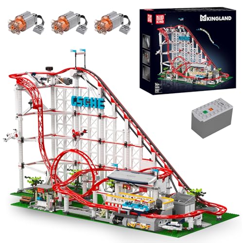 Mould King 11014 Technik Achterbahn Set, 3646 Teile Vergnügungspark Loop Coaster Modellbausteine für Erwachsene, MOC Elektrisches mechanisches Bausteinmodell Klemmbausteine Bausatz Spielzeug von Mould King