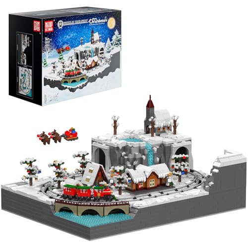 Mould King 12029 Klemmbausteine Weihnachten Ferngesteuert LED Weihnachtszug Wunderland Bausteine mit Musik Winterdekoration Modular Bausatz Geschenke für ab 14 Jahren (4234 Teile) von Mould King