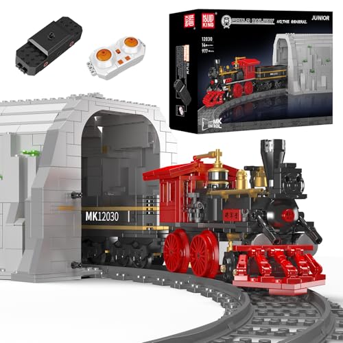 Mould King 12030 Technik Zug Eisenbahn Bausteine Modell, 977 Teile Diesellokomotive Ferngesteuertes Zug Modellbausatz Bausteinset als Spielzeug/Sammlerstücke von Mould King